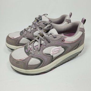 Skechers Shape Ups 11806 Gray Pink Toning Walking Shoes Women's Size US 9